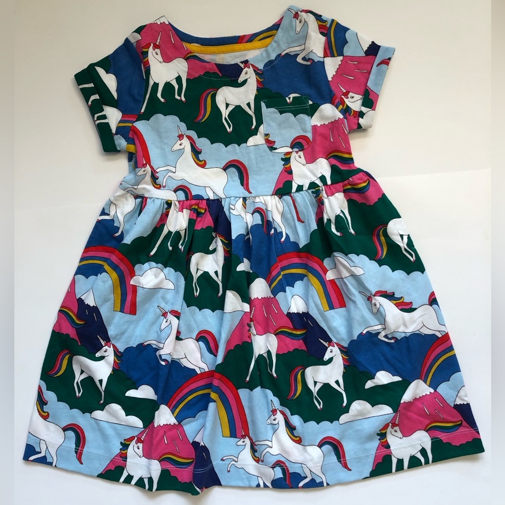 NWOT Mini Boden Unicorn Jersey Dress (Minor print flaws)